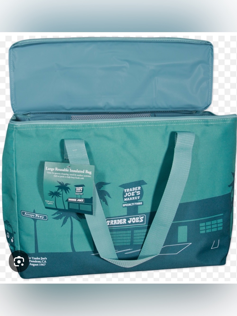 NWT Trader Joe's Dusty Blue Large Reusable Insulated Tote